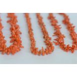 Three strings of graduated coral beads. Est. £45 - £50.