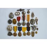 A quantity of Nazi badges and medals. Est. £30 - £40.