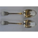 A good pair of fiddle and thread dessert spoons. London 1842. By GA. Approx. 104 grams. Est. £