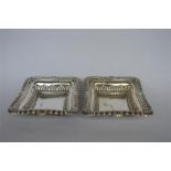 A pair of good quality rectangular bonbon dishes with gadroon rims. Chester. By WN. Approx 320