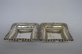 A pair of good quality rectangular bonbon dishes with gadroon rims. Chester. By WN. Approx 320