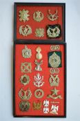 A framed panel of Scottish and other badges together with one other. Est. £30 - £40