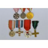 6 x Polish commemorative medals including a Warsaw uprising cross, Partisan Cross 1939-1945 and COPY