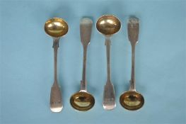 A set of four fiddle pattern GA salt spoons. London 1856. Est. £40 - £50.