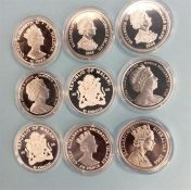 A group of nine proof coins. Est. £20 - £30.