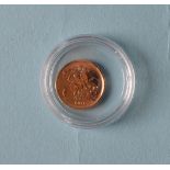 A 2011 Royal Mint quarter sovereign.