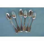 A set of six fiddle pattern teaspoons. London. By SH&DC. Approx. 100 grams. Est. £20 - £30.