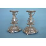 A good pair of Victorian tazza stands with beadwork decoration, decorated with scrolls and