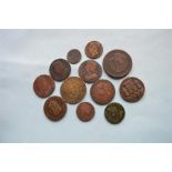 A Taunton token together with a Honiton penny, a Holloway post office coin, together with several