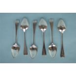 A set of six OE pattern teaspoons. London. By JC. Approx. 75 grams. Est. £20 - £30.