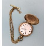 A gent's slim full hunter pocket watch with white enamel dial. Est. £20 - £30.