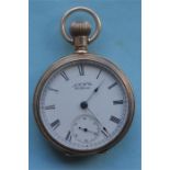 A heavy gent's 9ct Waltham pocketwatch, the back engraved with a lion. Est. £250 - £300.