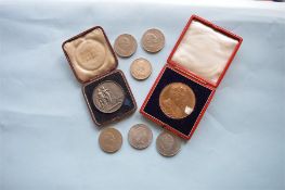 A boxed silver medallion,The Model Engineer, together with a bronzed Alexandra medal etc.