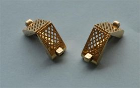 A pair of unusual French gold Art Deco cufflinks. Est. £300 - £350.