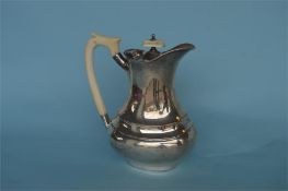 A good quality ivory handled water jug with hinged cover. Sheffield 1936. By EV. Approx. 675