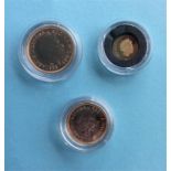 A cased 2012 sovereign and quarter sovereign in fitted box, together with a 2002 half sovereign.