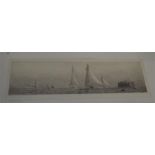 A pair of prints of sailing boats around the Isle of Wight, by W L Wyllie. Approx. 30 cms x 50