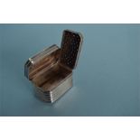 A good quality William IV nutmeg grater with ribbed decoration, hinged top and canted corners.