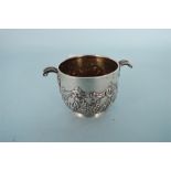 A good quality embossed two handled small cup on pedestal base. Chester. By WB&S. Approx. 100 grams.