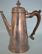 A good quality George I tapered coffee pot with reeded decoration, and crested side. London 1715. By