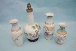 Four 20th Century Chinese vases. Est. £50 - £60.
