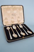 A cased set of six Art Deco coffee spoons. Sheffield. By CB&S. Approx. 90 grams. Est. £20 - £30.