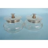 Two glass mounted powder jars with lift off covers. Birmingham. By C&G. Est. £60 - £70.