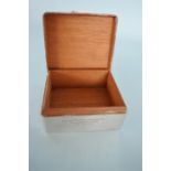 A square engine turned hinged top cigarette box with fitted interior. Birmingham modern. By A