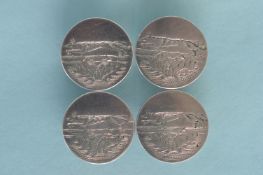 A good set of four cast buttons decorated with fox and thistles. London. By G.B. Est. £150 - £200