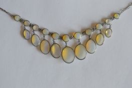 A good moonstone fringe necklace in silver. Est. £150 - £200.