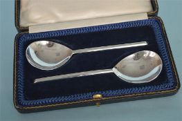 A boxed pair of 17th Century style spoons. Sheffield 1918. Est. £80 - £100