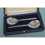 A boxed pair of 17th Century style spoons. Sheffield 1918. Est. £80 - £100