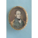 A miniature of a regimental gent with decorated glazed frame. Est. £100 - £120