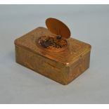 A good brass musical box with engraved body and hi
