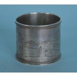 A good Russian napkin ring engraved with a slay an