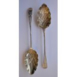 A pair of attractive leaf decorated berry spoons,
