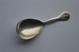 A good Exeter caddy spoon with leaf decorated thum