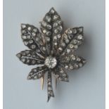 An attractive gold and silver brooch in the form of an open flower with large central stone. Est. £