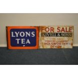 A Lyons tea sign together with a Kibell sign. Est.
