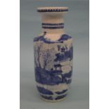 A small Chinese blue and white vase, the body deco
