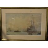 A print of a naval scene (1909), after W L Wyllie. Est. £50 - £80.