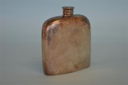 A good oval hip flask with twist lid and crested side. Birmingham 1902. Est £40 - £60.