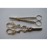 Two pairs of plated grape scissors. Est. £20 - £30