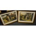 A pair of framed and glazed wartime prints; one entitled "The Warrior's Return"; the other "For