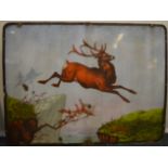 A large enamelled sign with a leaping stag. Est. £
