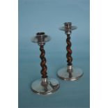 A good pair of candlesticks of barley twist design