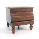 A 19th century walnut step commode with faux leather top and serpentine front, h. 42 cm Some wear,
