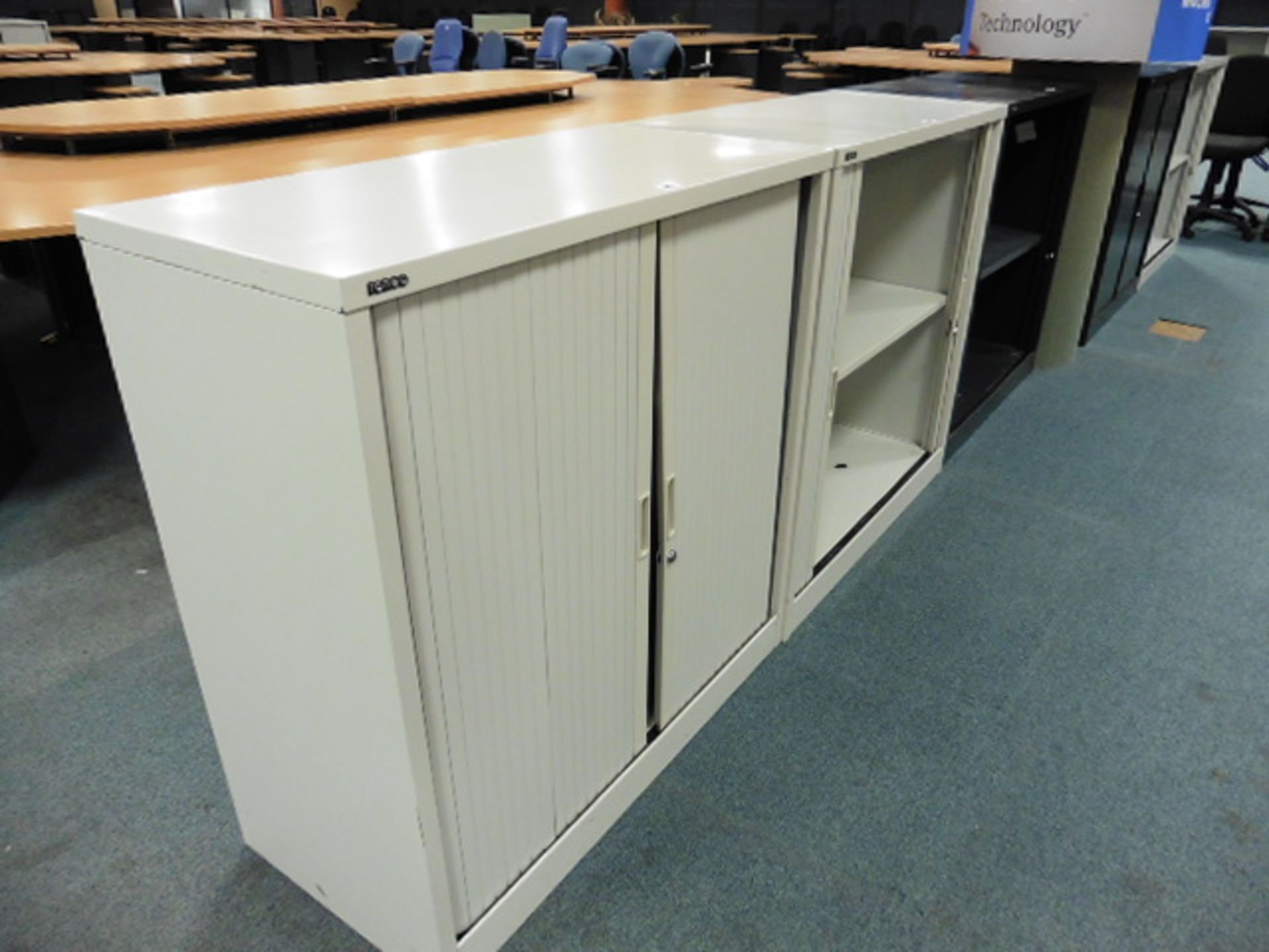 5 Roneo half height sliding door stationery cabinets in grey and cream - Image 3 of 3