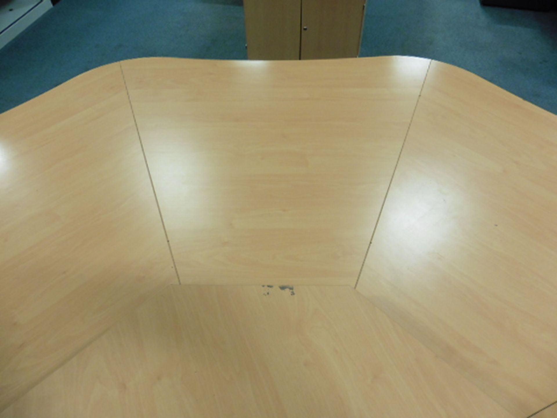 Call centre 10 station modular desk pod finished in beech and grey, comes with 5 free standing - Image 6 of 6