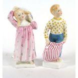 A pair of Royal Doulton figures, HN2270 'Pillow Fight' and HN2262 'Lights Out', max h. 13.5 cm